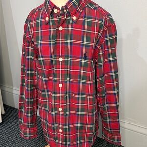 Boys Ralph Lauren Red and Green Tartan Plaid Button-Down Shirt